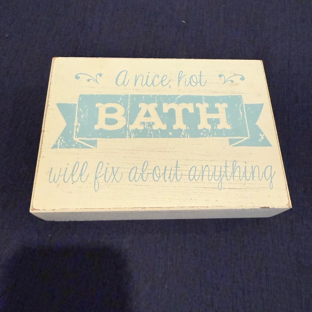 Blue and White Decorative Bath Sign